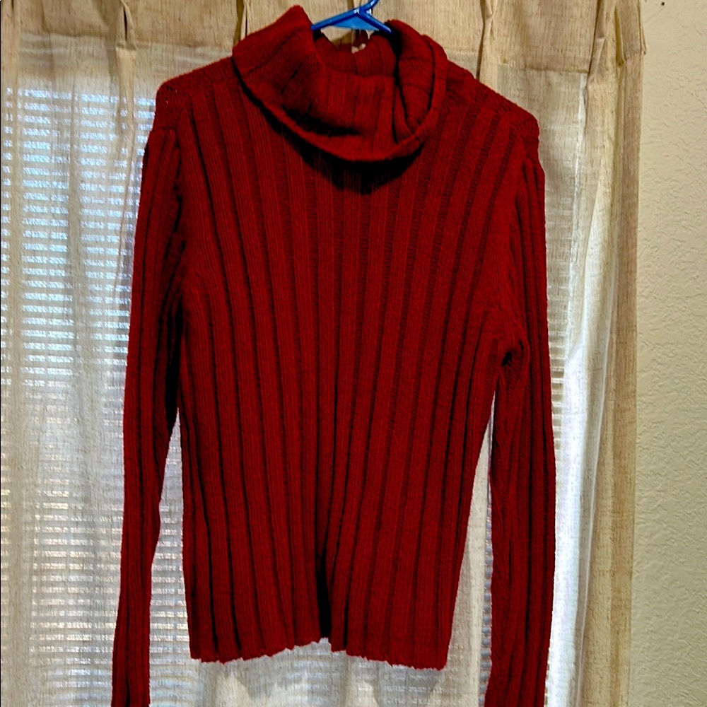Sundance Red Cowl Neck Sweater with Textured Knit